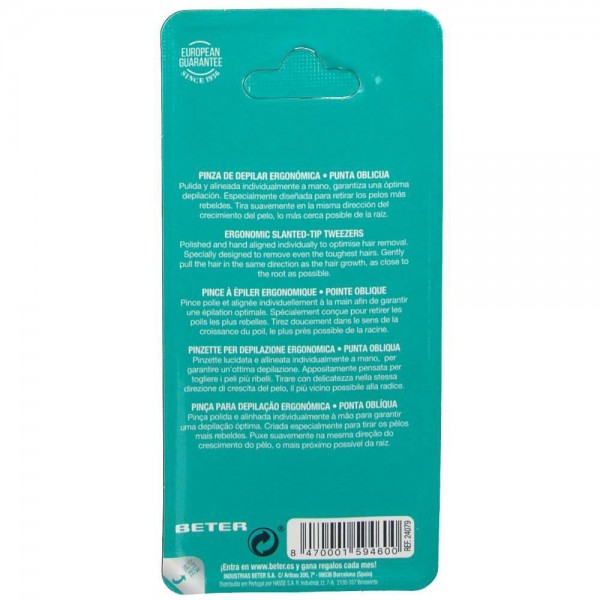 beter pinzas de depilar punta oblicua soft touch 93cm