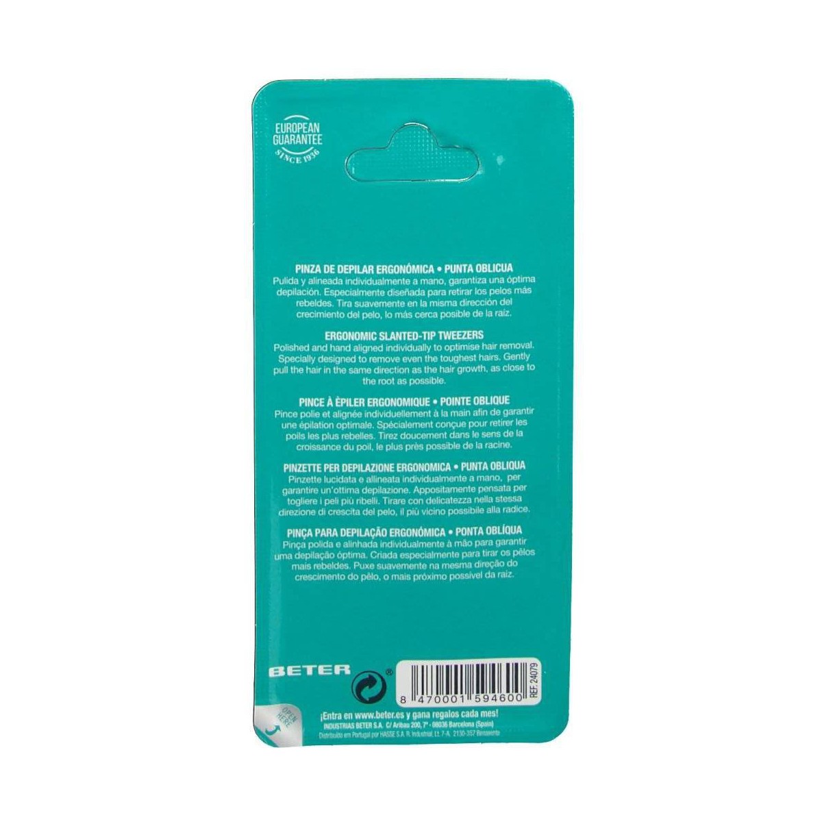 beter pinzas de depilar punta oblicua soft touch 93cm