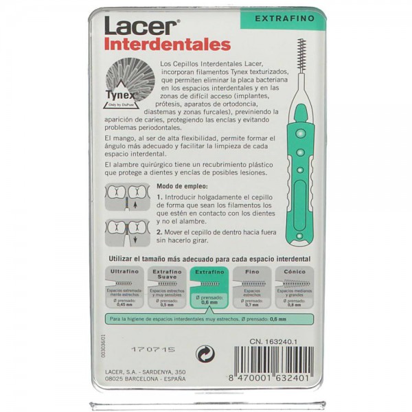 lacer cepillo interdental recto extrafino 10 u